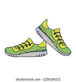 Sport running shoes blue lines