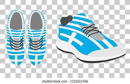 sport running shoes with laces. snickers in colors of Greece nation flag