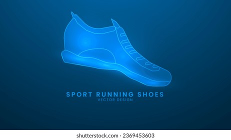 Sport running shoes. Sport training and Gym equipment. Vector illustration with light effect and neon