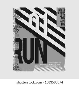 Sport running typography, tee shirt graphics, vectors