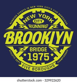 Sport running typography, t-shirt graphics, vectors