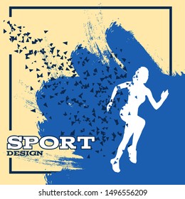 sport running woman design poster silhouette vector eps 10