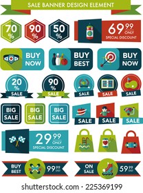Sport sale banner design flat background set, eps10