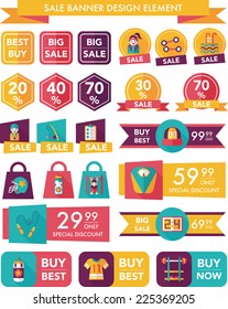 Sport sale banner design flat background set, eps10