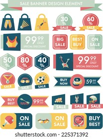 Sport sale banner design flat background set, eps10