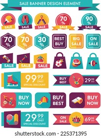 Sport sale banner design flat background set, eps10