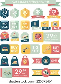 Sport sale banner design flat background set, eps10