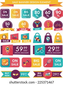 Sport sale banner design flat background set, eps10