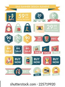 Sport sale banner design flat background set, eps10