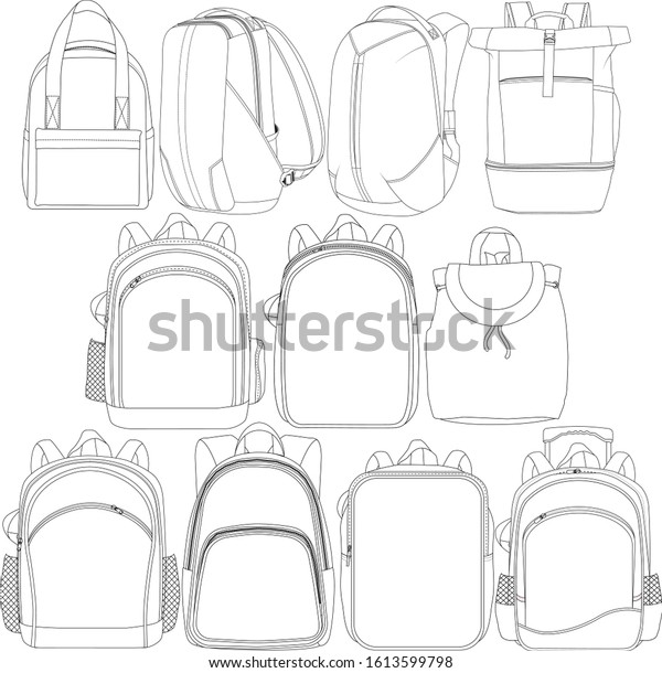 Sport School Backpack Design Template Set Stock Vector (Royalty Free