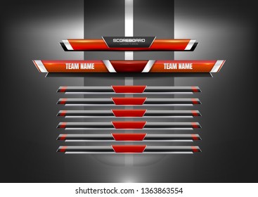 Sport Scoreboard Broadcast Graphic and Lower Thirds Template for soccer and football, vector illustration