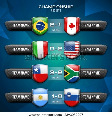 Sport scoreboard with logos of different teams and result display. Vector template for your design.