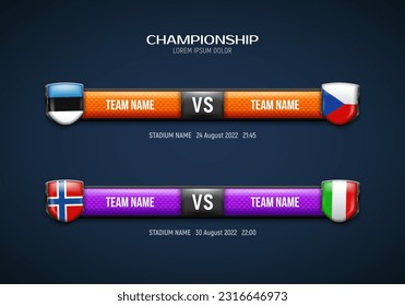 Sport scoreboard with team logo. Vector template for your design.
