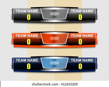 sport scoreboard template design for football or soccer, vector illustration