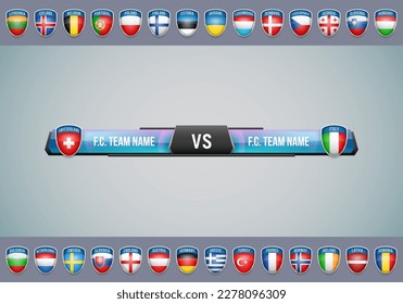 Sport scoreboard with time, logos teams and result display. Vector template for your design.