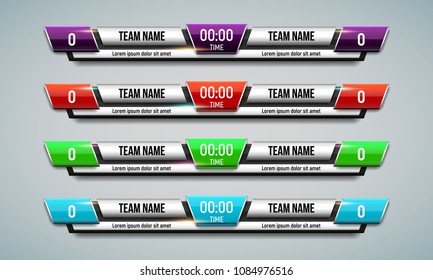 Sport scoreboard with time and result display. Vector template for your design.