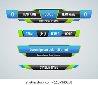 Sport scoreboard with time and result display. Vector template for your design.