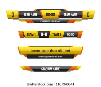 Sport scoreboard with time and result display. Vector template for your design.
