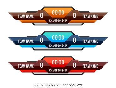 Sport scoreboard with time and result display. Vector template for your design.