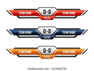 Sport scoreboard with time and result display. Vector template for your design.