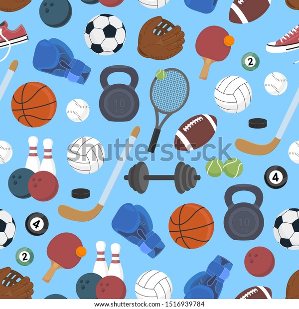 Sport Seamless Background Set Sports Balls Stock Vector (Royalty Free ...