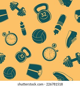 Sport seamless pattern. Bright cartoon background. Eps 10 vector illustration.