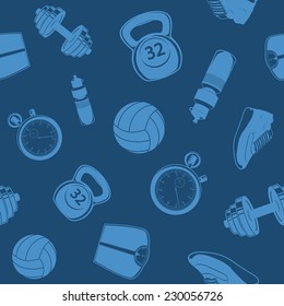 Sport seamless pattern. Bright cartoon background. Eps 10 vector illustration.