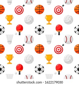 sport seamless pattern icons isolated on white background. illustration vector.   