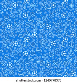 Sport seamless pattern made with balls from different kind of sport