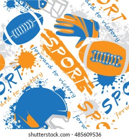 Sport seamless pattern. Sports background. Creative grunge design of sport. Sport vector. Seamless sport pattern with baseball. 