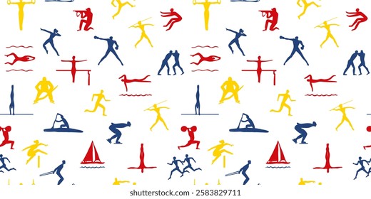 Sport seamless pattern vector print. Minimalist background for sport club, competitions, active lifestyle