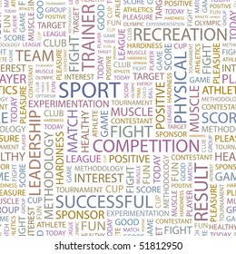 SPORT. Seamless vector pattern with word cloud.