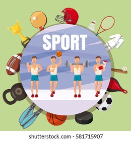 Sport section symbols concept set. Cartoon illustration of sport section symbols vector concept for web