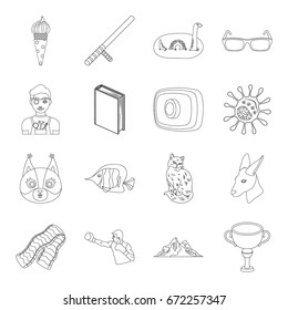 sport, security, animal and other web icon in outline style. medicine, education, hobby icons in set collection.