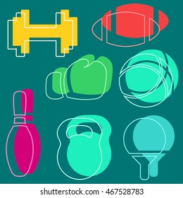 Sport set color design. Vector illustration template in modern style