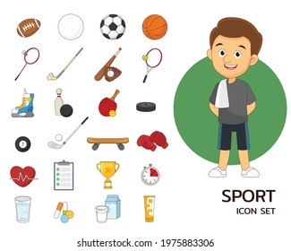 Sport set consept flat icons
