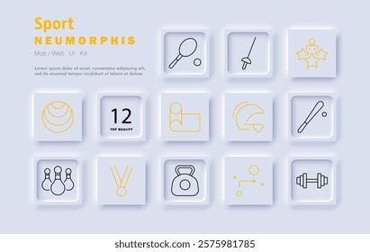 Sport set icon. Training, competition, teamwork, exercise, sports equipment, championship, fitness goals, coaching, game strategy, victory celebration