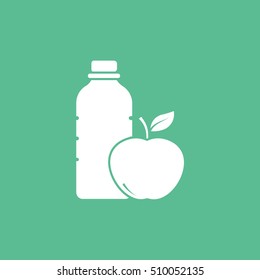 Sport Shaker With Fresh Juice Flat Icon On Green Background