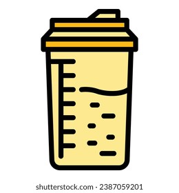 Sport shaker icon outline vector. Protein bottle. Powder drink color flat