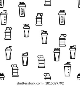 Sport Shaker Tool Vector Seamless Pattern Thin Line Illustration