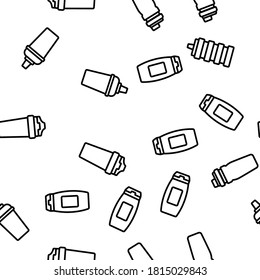 Sport Shaker Tool Vector Seamless Pattern Thin Line Illustration