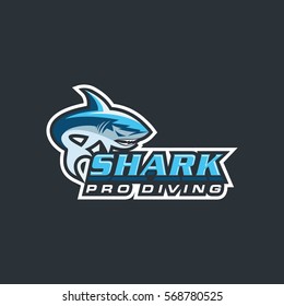 Sport Shark Creative Concept Logo Design Template
