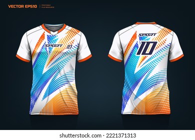 Diseño de ropa de camisa deportiva, maquillaje de la camiseta de fútbol y diseño para la vista frontal y trasera de uniformes deportivos.