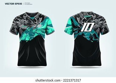 Diseño de ropa de camisa deportiva, maquillaje de la camiseta de fútbol y diseño para la vista frontal y trasera de uniformes deportivos.