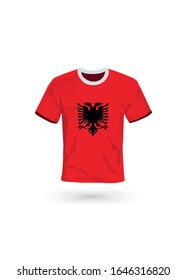 Sport shirt in colors of Albania flag. Vector illustration for sport, championship and national team, sport game