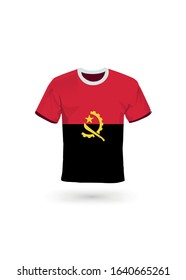 Sport shirt in colors of Angola flag. Vector illustration for sport, championship and national team, sport game