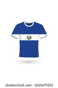 Sport shirt in colors of El Salvador flag. 