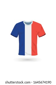 Sport shirt in colors of France flag. Vector illustration for sport, championship and national team, sport game