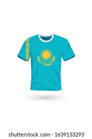 Sport shirt in colors of Kazakhstan flag. Vector illustration for sport, championship and national team, sport game