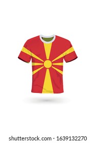 Sport shirt in colors of Macedonia flag. Vector illustration for sport, championship and national team, sport game